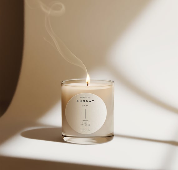 Round Candle Label Template, Minimalist Product Label (Canva DIY)