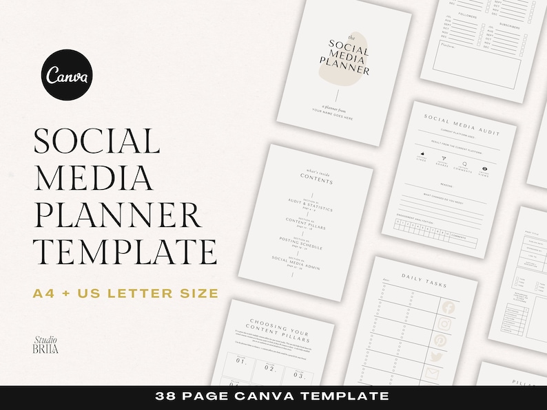 Social Media Planner Template Canva Social Media Planner Etsy