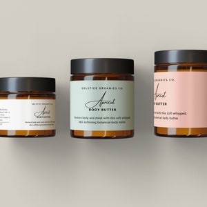 Wrap Around Label Template, Body Butter Jar Label, Balm Label Template, Amber Jar Label, Canva Template, DIY Label Template Apricot image 2