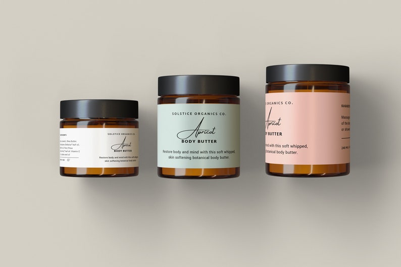 Wrap Around Label Template, Body Butter Jar Label, Balm Label Template, Amber Jar Label, Canva Template, DIY Label Template Apricot image 2