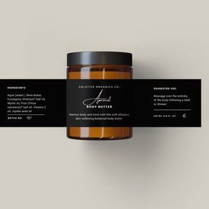 Wrap Around Label Template, Body Butter Jar Label, Balm Label Template, Amber Jar Label, Canva Template, DIY Label Template Apricot image 3