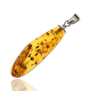 SWARM OF 25+ FLIES - Natural Burmese Amber Pendant with Fossil Inclusion - Sterling Silver Boho Pendant - Entomology, Gift, Jewelry