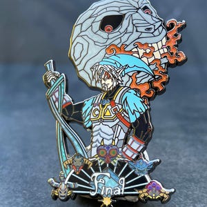 Oni Link Fierce Deity, Majora's Mask OoT ToTK BoTW, Hard Enamel Pin Gamer Hero Kingdom Sword