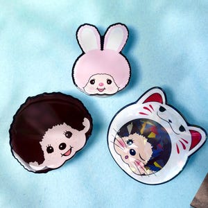 Monchhichi Phone Grip Pink Chimutan Bunny Lucky Cat Boy Sanri Charm Kindle Stand Accessory Holder Kawaii Rabbit Miffy Domo Devil