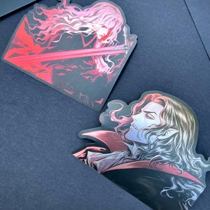 Alucard Symphony Of The Night - Matte Metallic Sticker - Nocturne Anime Playstation Gamer Dracula Richter Belmont Simon Juste Trevor