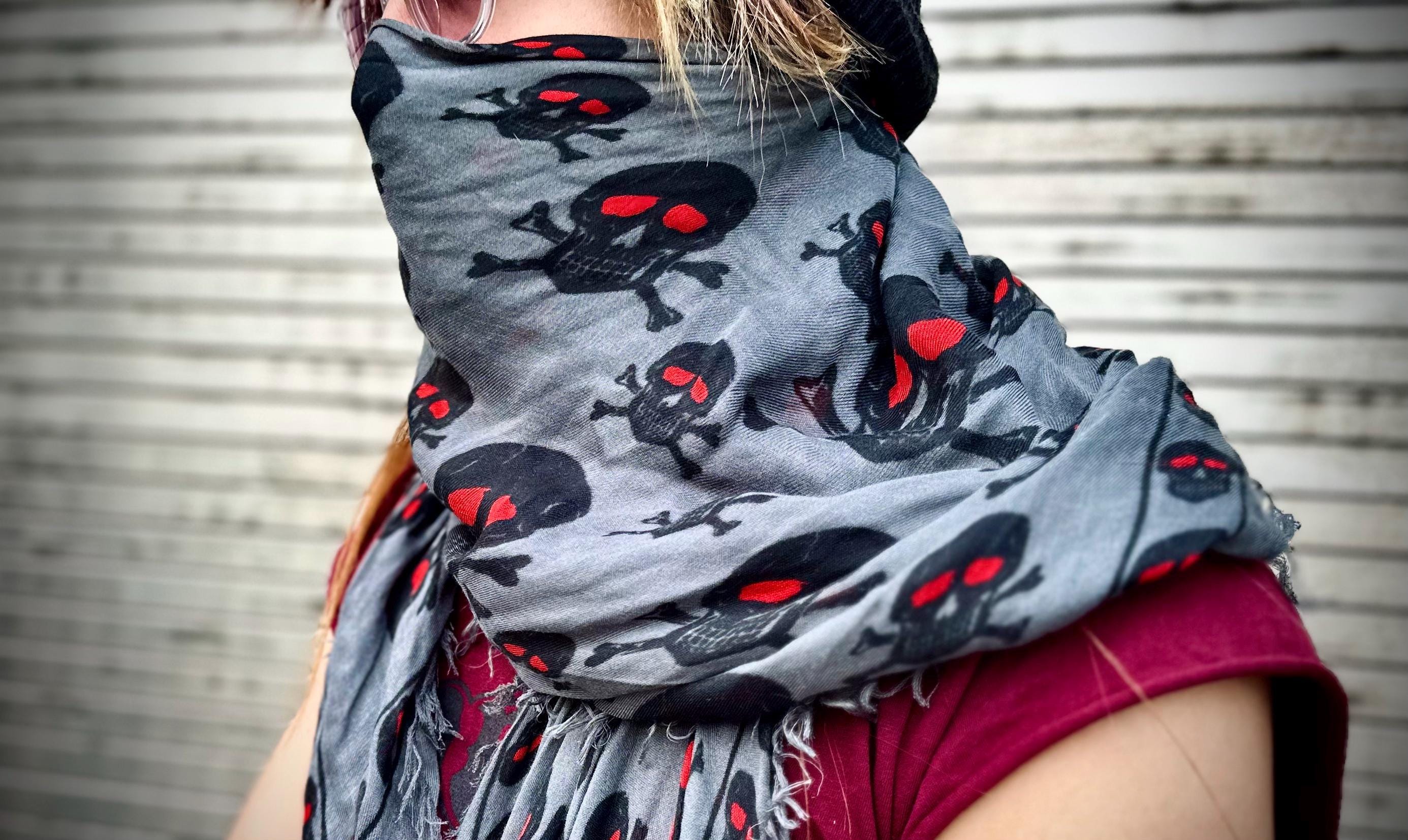 Skull Crossbones Scarf Distressed Neckerchief Punk Goth