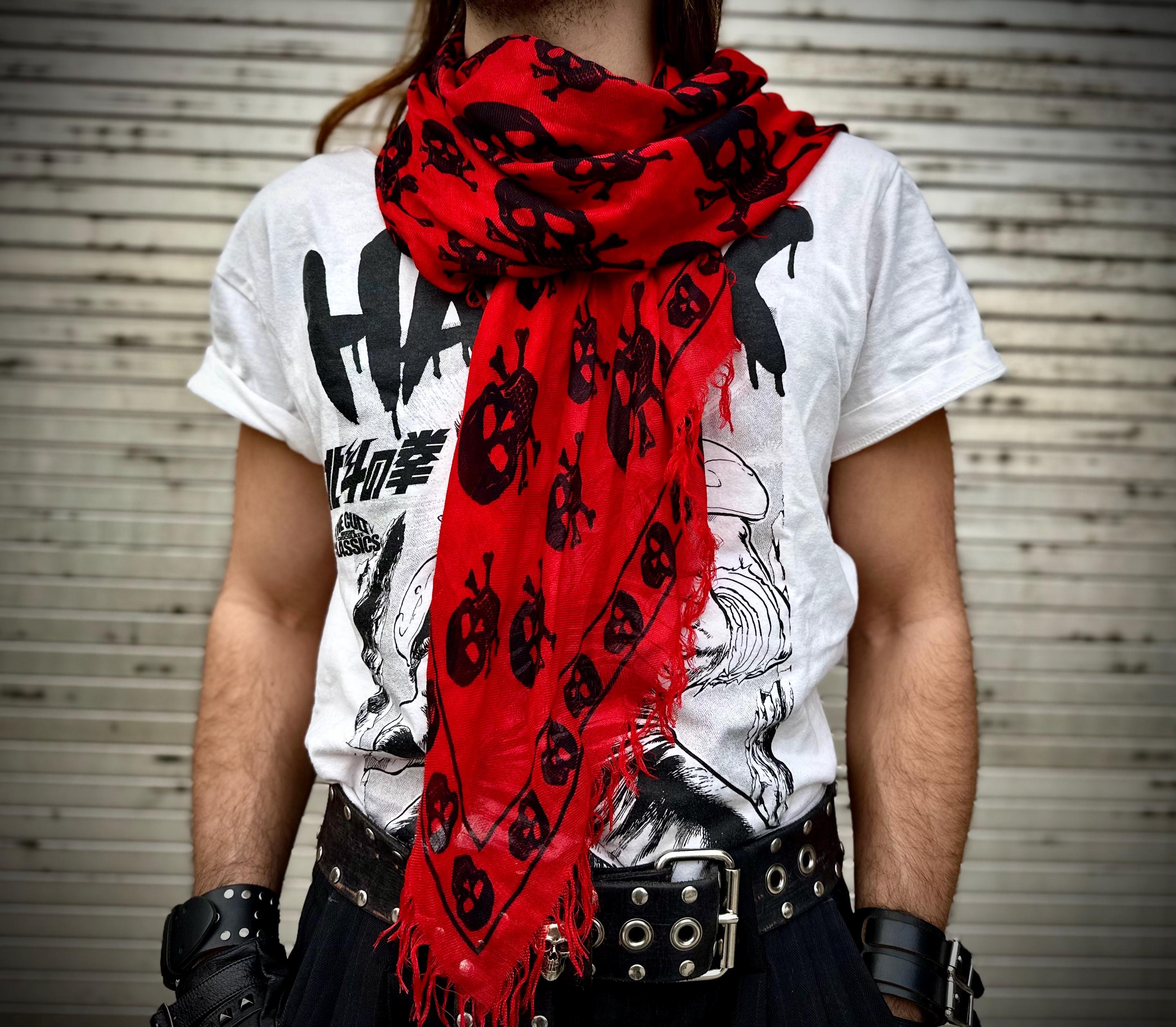 Skull Crossbones Scarf Distressed Neckerchief Punk Goth Rocker