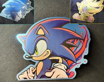 Sonic Metallic Sticker Vinyl Decal Werehog Shadow Knuckles Tails Amy Super Sonic Adventure Chaos Emeralds Eggman Frontiers