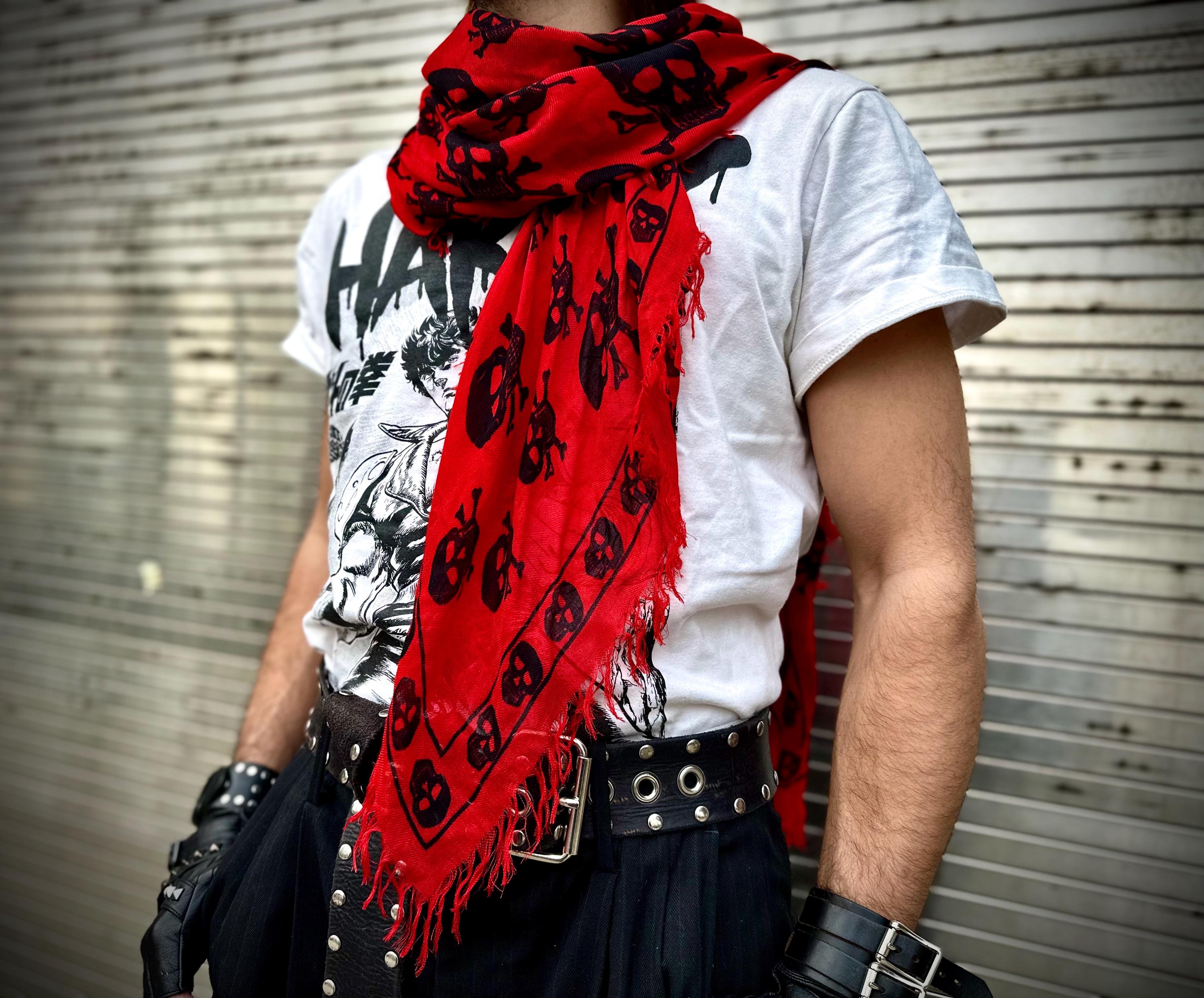 Skull Crossbones Scarf Distressed Neckerchief Punk Goth Rocker