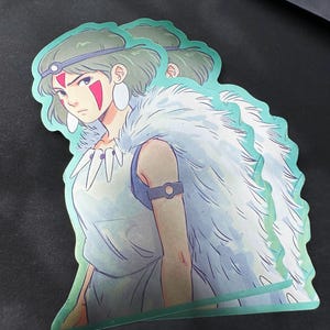 Pegatina metálica de la Princesa Lobo Chica, vinilo impermeable, Peeker San Moro Dios Lobo Anime Manga Ashitaka Eboshi Okkoto Nushi Shishigami