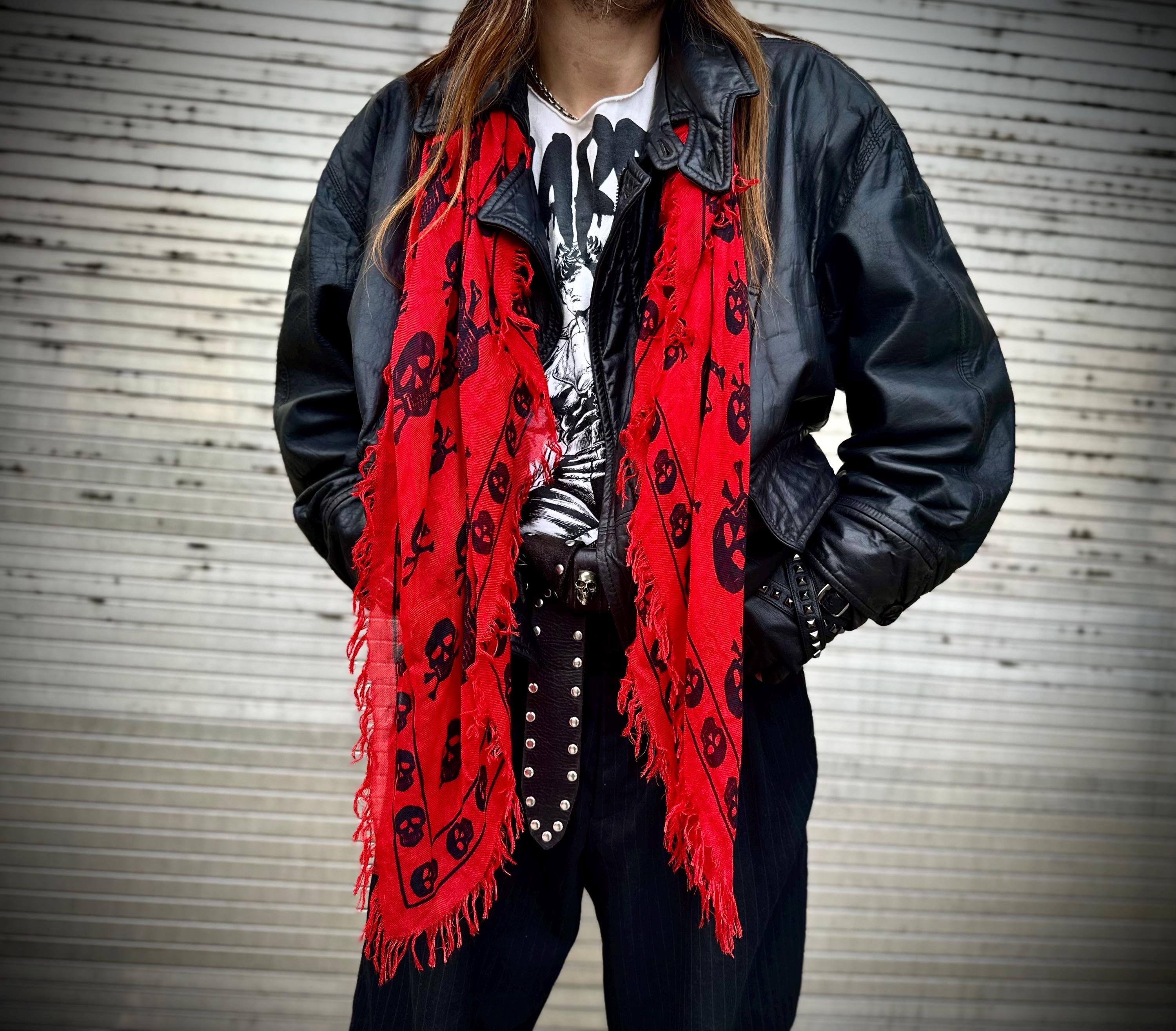 Skull Crossbones Scarf Distressed Neckerchief Punk Goth Rocker