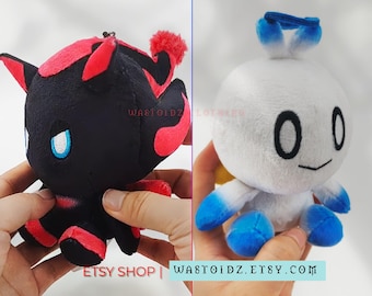 Shadow & Hero Chao Plush Keychain Charm Handmade Anime Plushies Sonic Adventure 2 Cute Purse Keyring Gift Shadow Hedgehog Bag Pendant