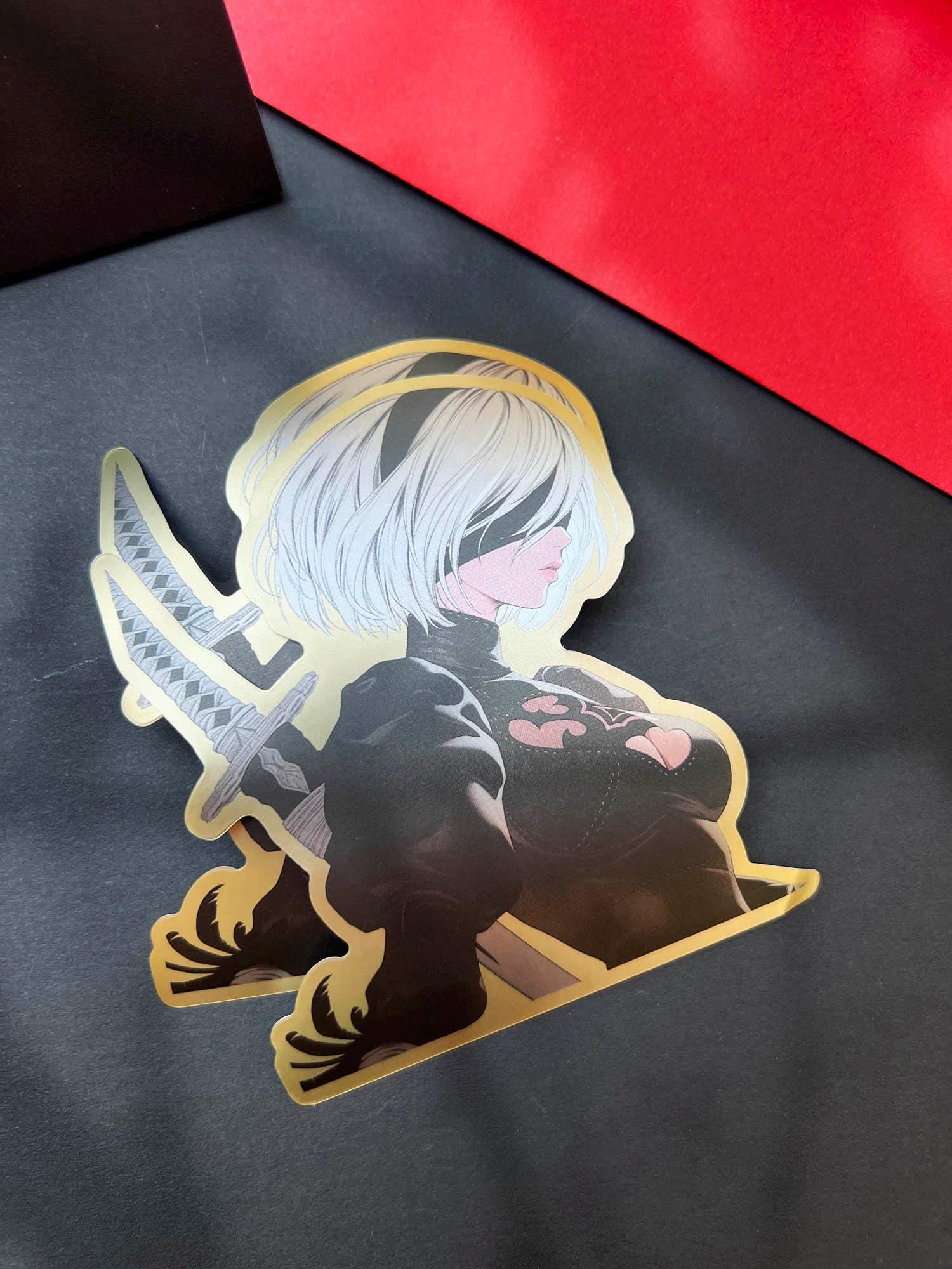 Replicant Sticker 2B Nier Automata Robot Vinyl Sticker Decal Replicant Metallic, Manga A2 ...