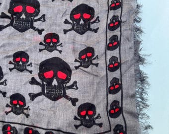 Skull Crossbones Scarf Distressed Neckerchief Punk Goth Rocker