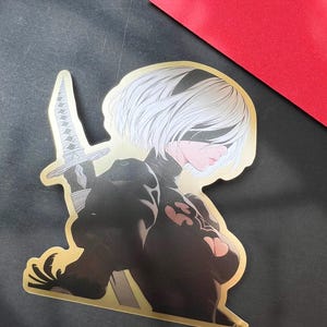 2B Nier Automata Robot Vinyl Sticker Decal Replicant Metallic, Manga A2 9S Waifu Kawai Anime Yoko Taro Emil Gestalt