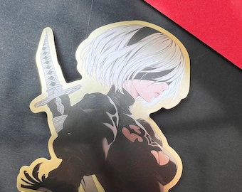 2B Nier Automata Robot Vinilo Adhesivo Calcomanía Replicante Metálico, Manga A2 9S Waifu Kawai Anime Yoko Taro Emil Gestalt