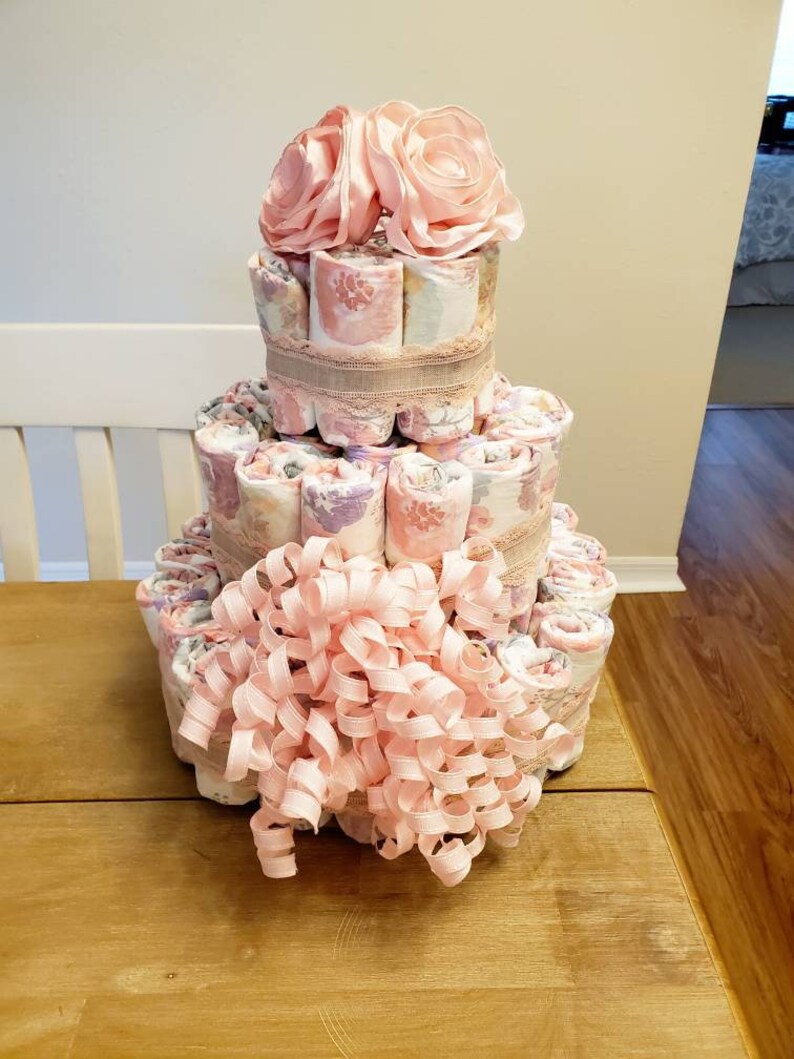 Pink Floral Baby shower diaper cake for a girl honest Etsy