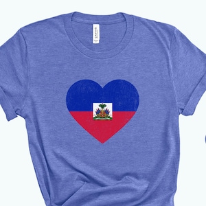 T-shirt Haïtiaanse vlag hart noodlijdend, T-shirt Haïti Love, shirt Haïtiaanse trots, shirt Patriot Heritage, kleding T-shirts Republiek Haïti