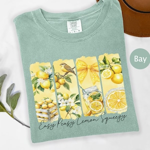 Easy Peasy Lemon Squeezy T-Shirt, süßes Zitronen-Design-T-Shirt, Sommer-Vibes-Grafik, Zitronen-Liebhaber-Geschenk, helles gelbes Zitronen-Oberteil, Komfortfarben