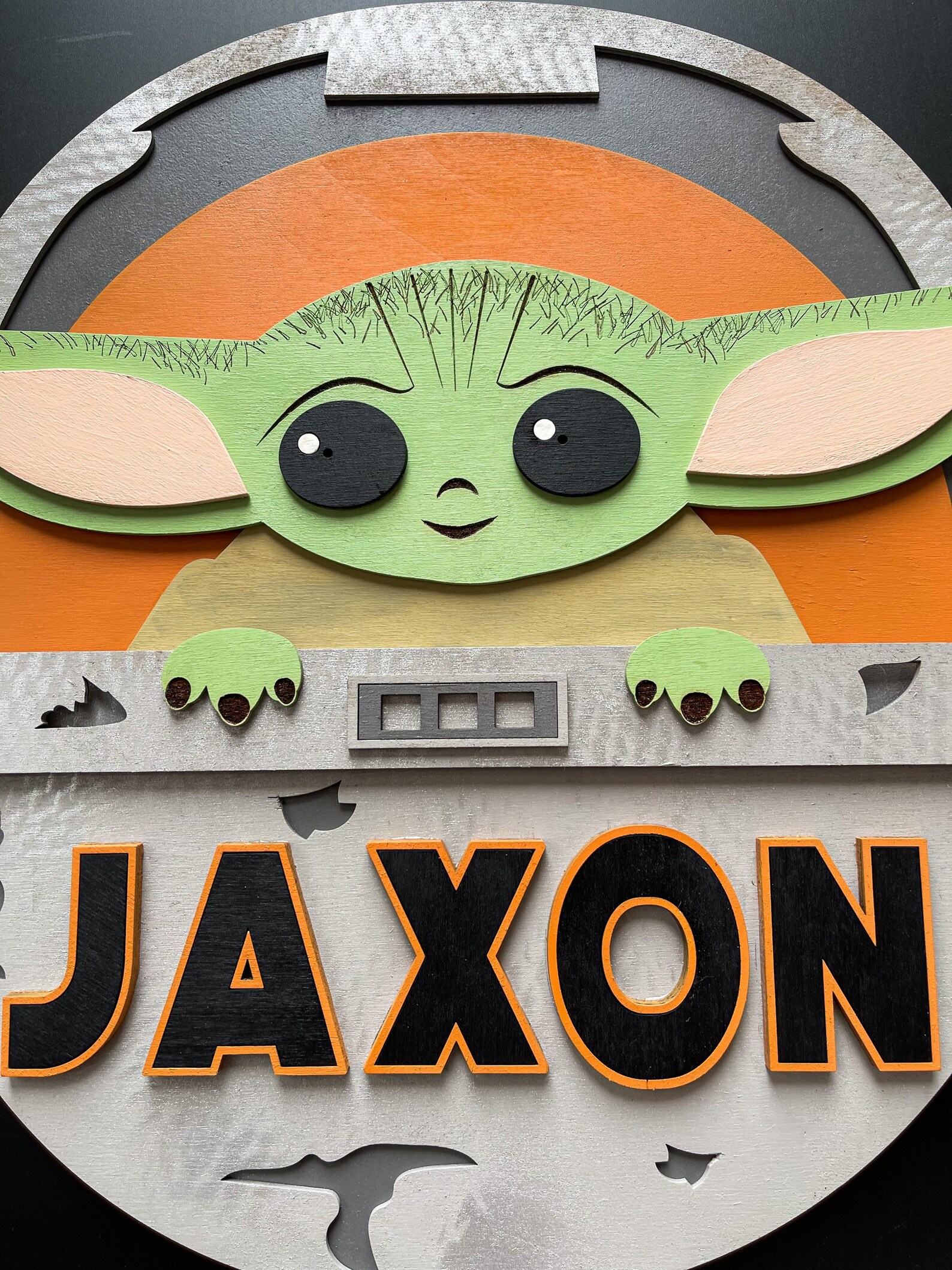 Baby Yoda Nursery Name Signwood Name Signgrogustar Wars Etsy