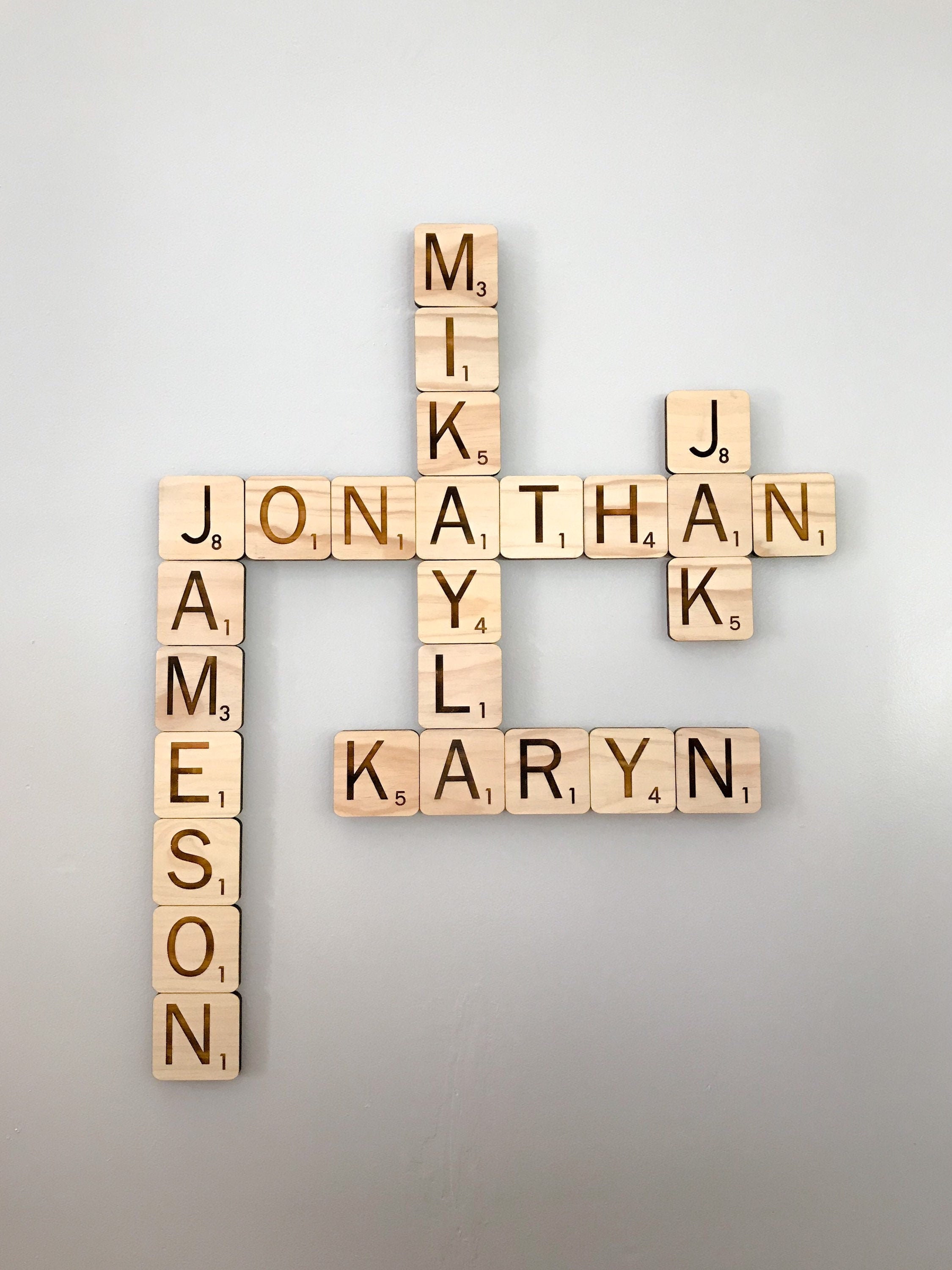 Large Scrabble Tiles Wall Art Custom Family Tiles Engraved Etsy