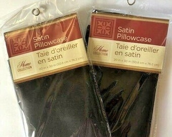 Kissenbezug, weicher Satin, 2er Set Solid Black Standard 50cm x 30cm Home Decor