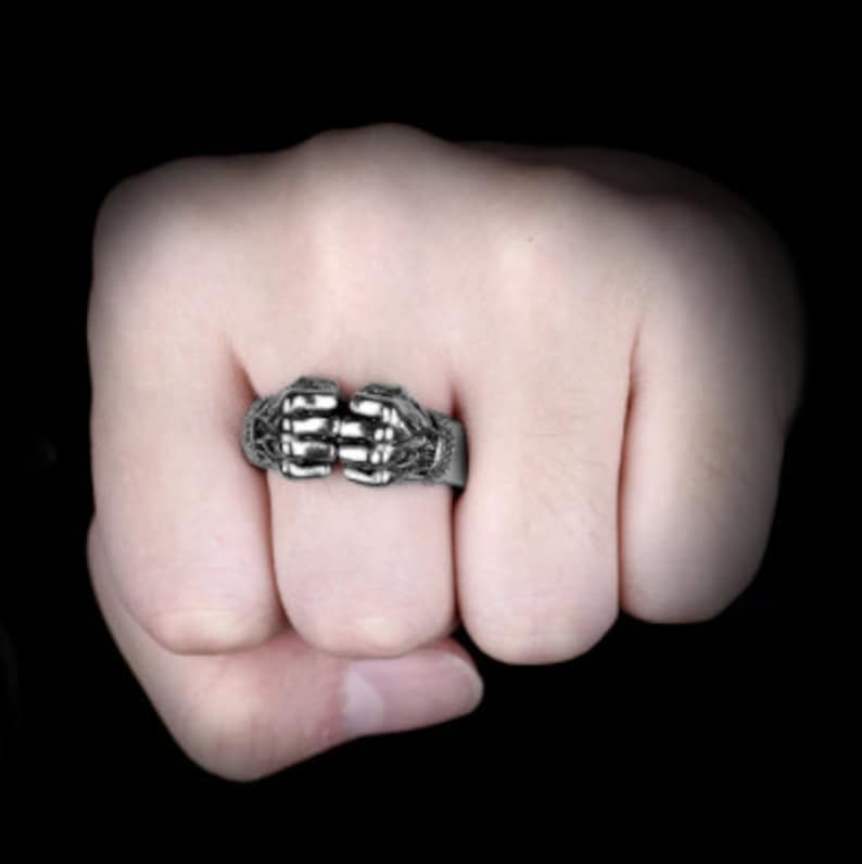 Personality Stainless Steel Angry Fists Ring Punk Rock Hip Hop Rings Symbol Of Strength Ring Men Boys Jewelry Gift