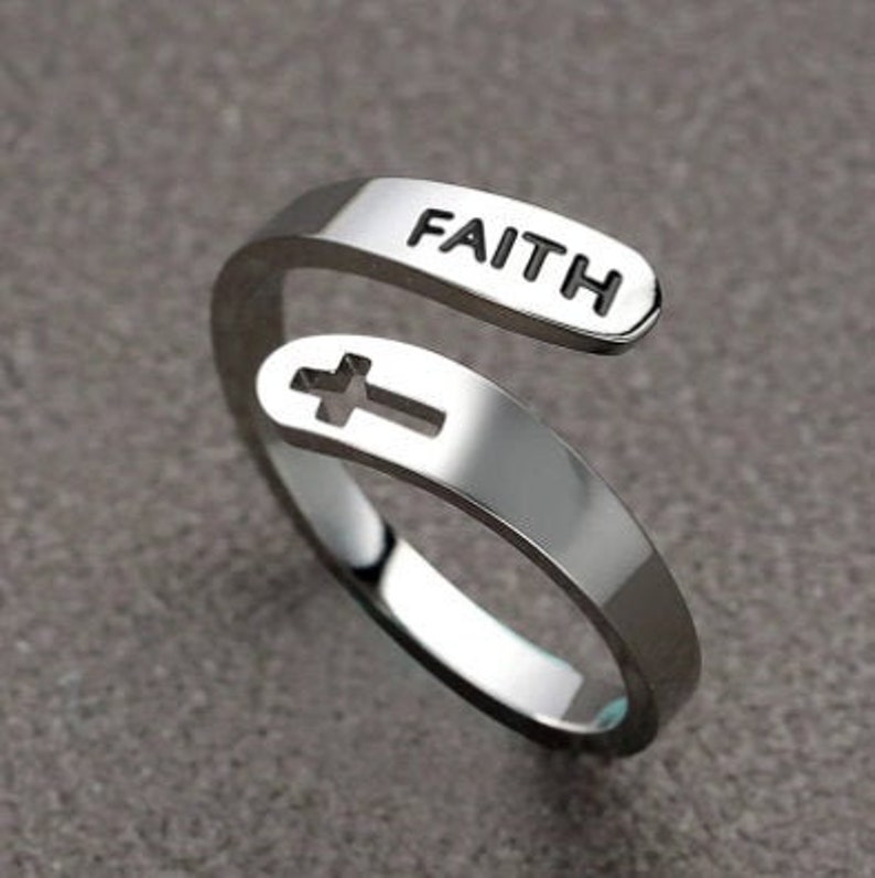 Vintage Faith Stainless Steel Rings Cross Ring Adjustable Ring Etsy
