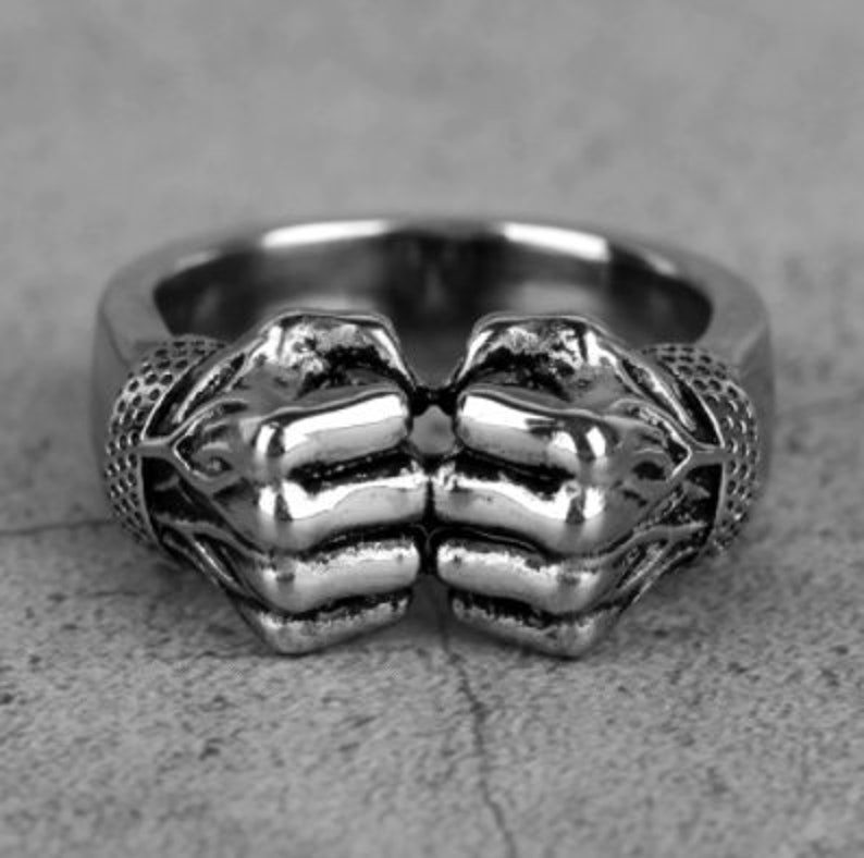 Personality Stainless Steel Angry Fists Ring Punk Rock Hip Hop Rings Symbol Of Strength Ring Men Boys Jewelry Gift