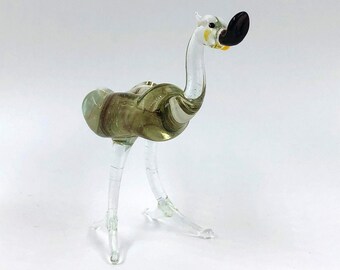 Ostrich Bird Glass Figurine Beautiful Lampwork Art Miniature Unique Handmade Gift