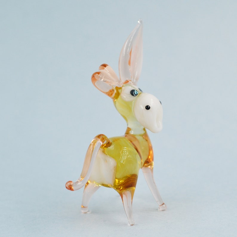 Donkey Glass Figurine Animal Beautiful Small Donkey Miniature Unique