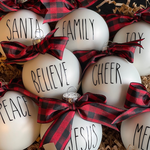 Rae Dunn Inspired Christmas Ornaments, Farmhouse Ornaments