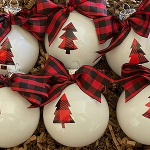 Rustic Farmhouse Buffalo Plaid Christmas Ornaments - Etsy