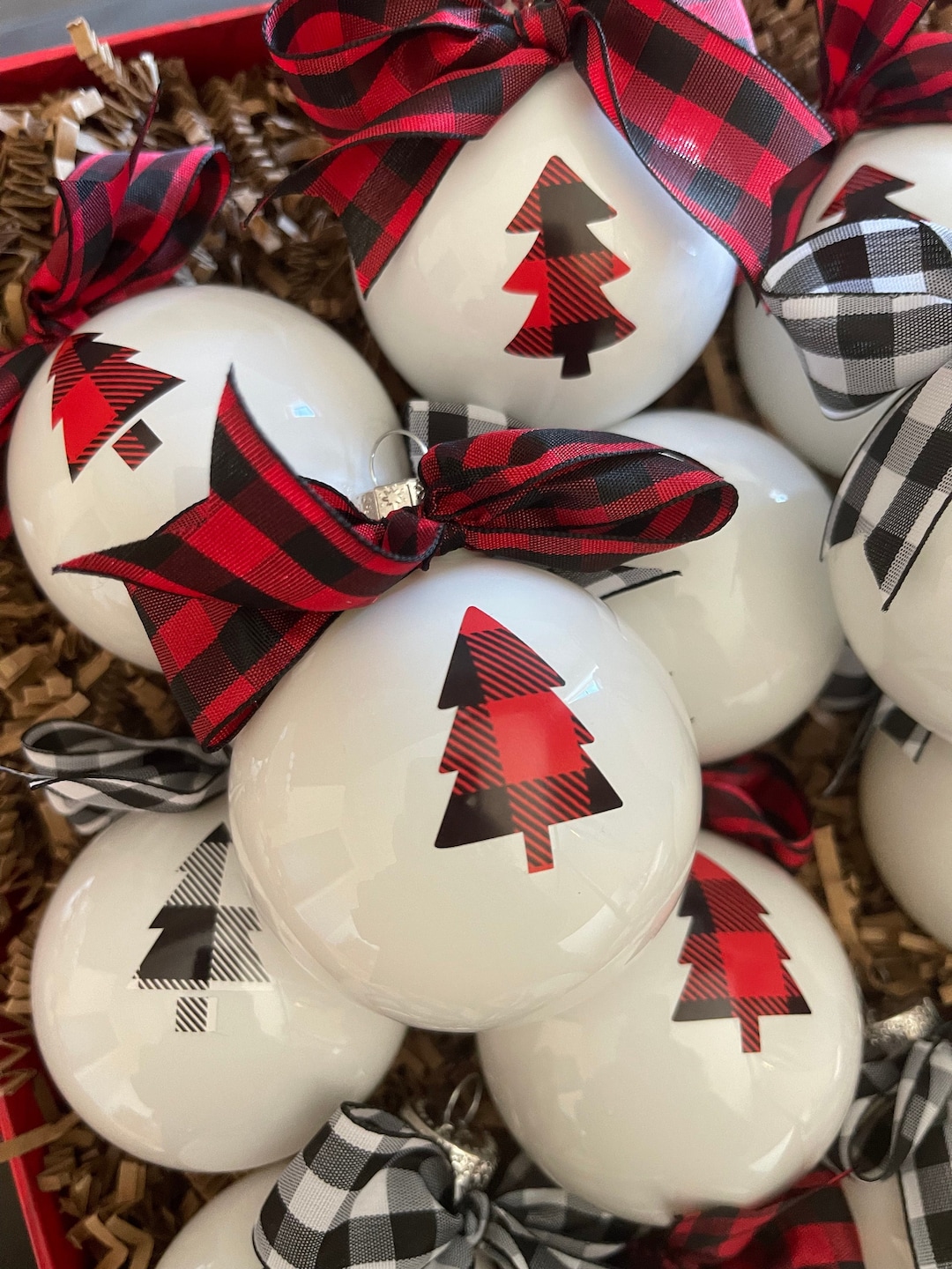 Rustic Farmhouse Buffalo Plaid Christmas Ornaments - Etsy