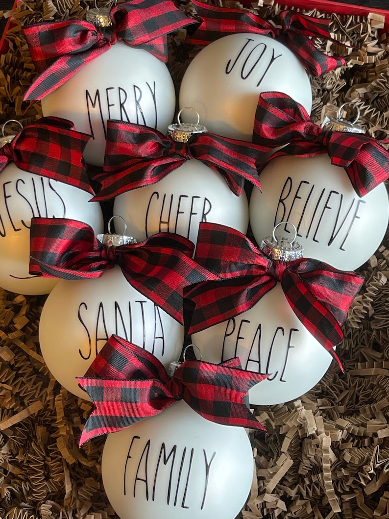 Rae Dunn Inspired Christmas Ornaments Farmhouse Ornaments Etsy