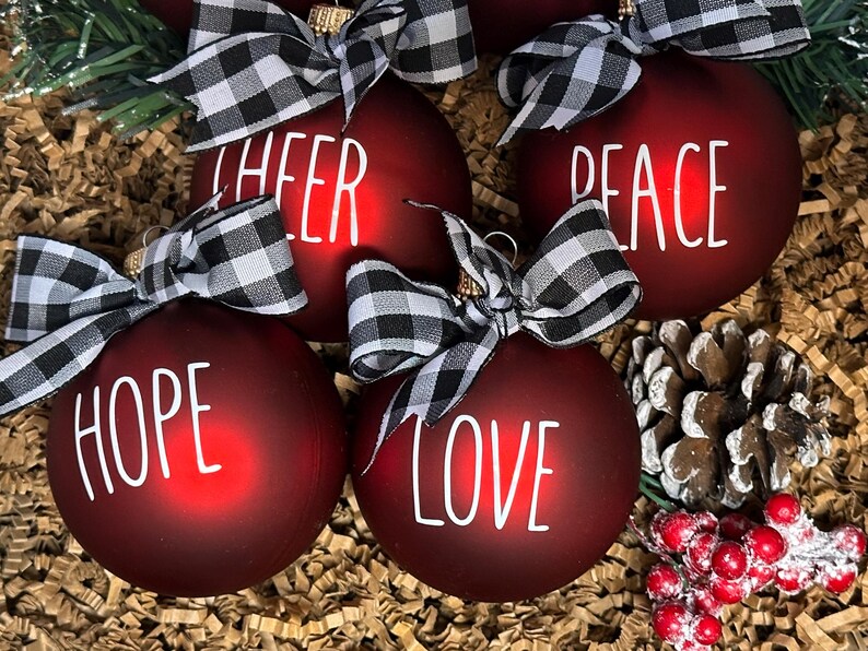 Red Rae Dunn Inspired Glass Christmas Ornaments (set of 8) - Etsy