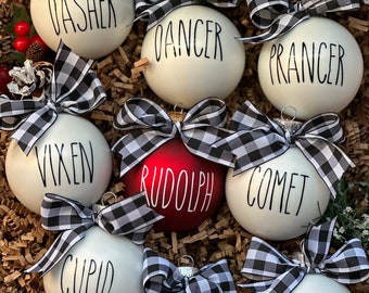 Santa’s Reindeer Ornaments, Rae Dunn Inspired Christmas ornament