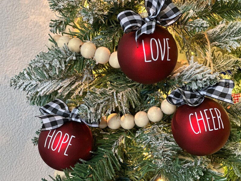 Red Rae Dunn Inspired Glass Christmas Ornaments (set of 8) - Etsy