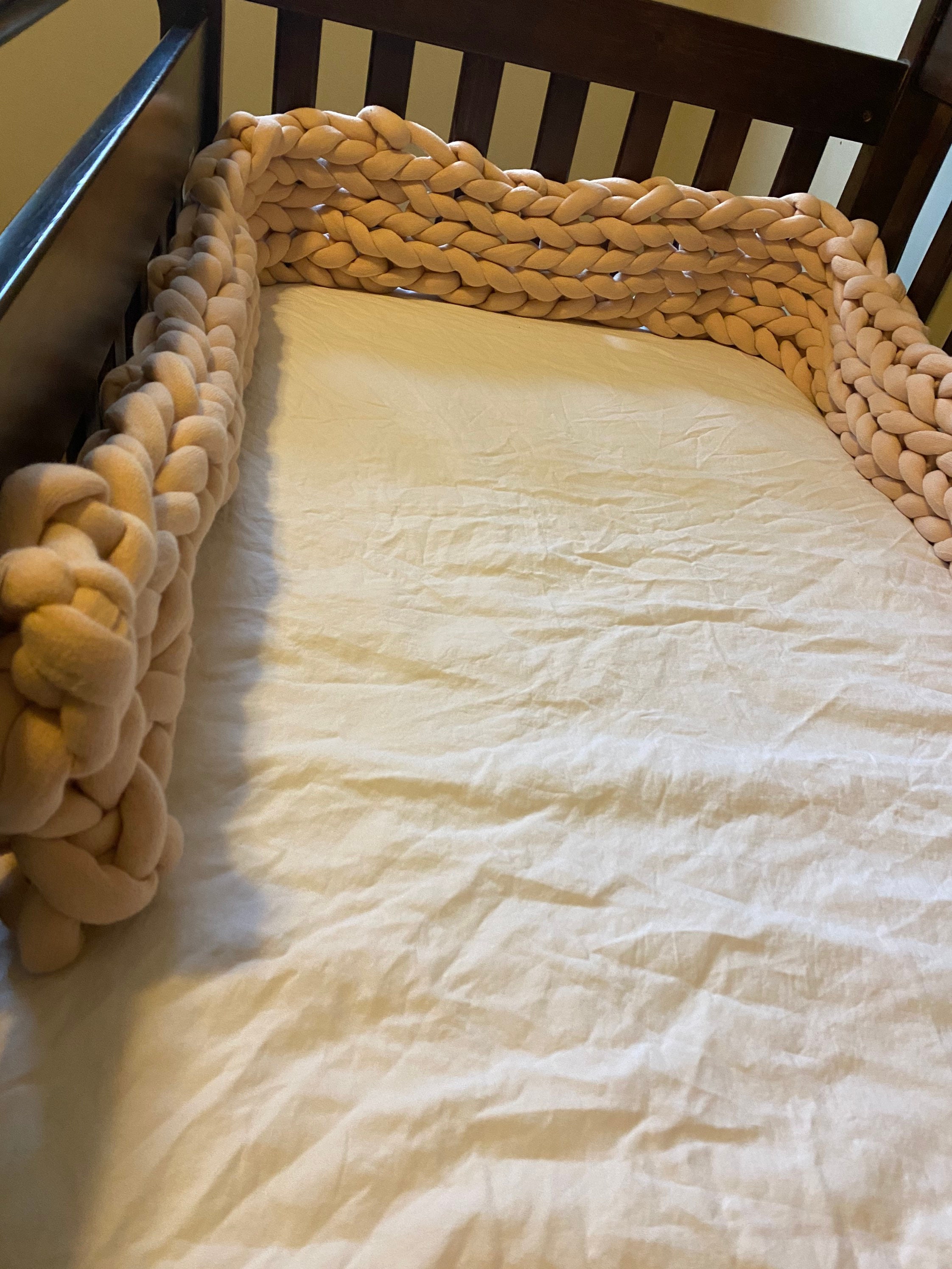 Baby Crib Bumper Pads Chunky Knit Blush Pink Crib Bumper Etsy