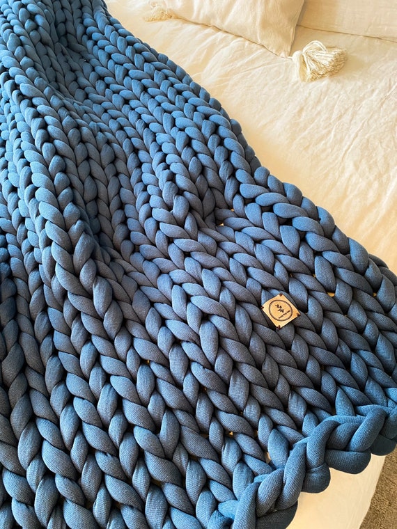 Teal Machine Washable Arm Knit Blanket 45 by 60 Inches Etsy Ireland