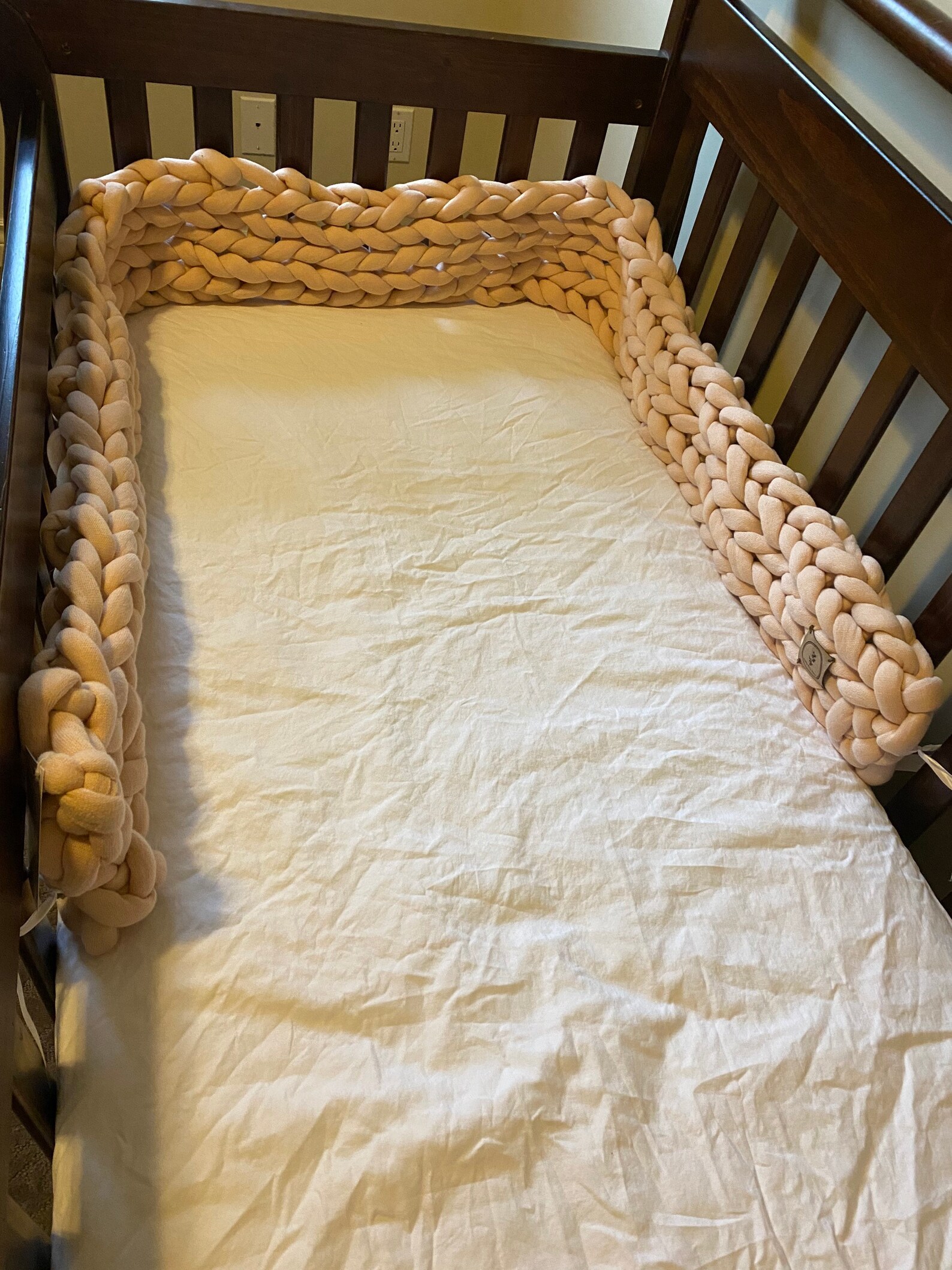 Baby Crib Bumper Pads Chunky Knit Blush Pink Crib Bumper Etsy