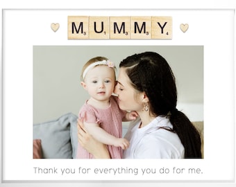 Personalise Photo Scrabble Picture Frame Gift Present Custom Art Mum Mothers Day Mother Nan Nana Nanny Family Her Newborn Baby Valentines