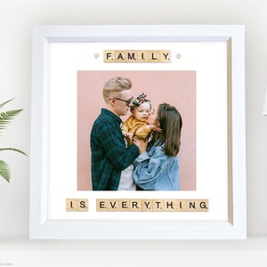 Personalise Scrabble Photo Frame Picture Family Gift Birthday Valentines Mothers Day Wooden Glass Print Custom Message Tile Letter Art Decor