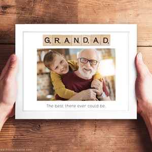 Abuelo Abuelo Papá Día del Padre Personalizar Nombre Marco de fotos Letras Scrabble Impresión personalizada Regalo Hijo Familia Nietos Presentes