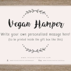 VEGAN Gift Box Hamper Personalise Food Basket Vegetarian Chocolate Snacks Sweets Gluten-Free Dairy-Free Nut-free Custom Message image 4