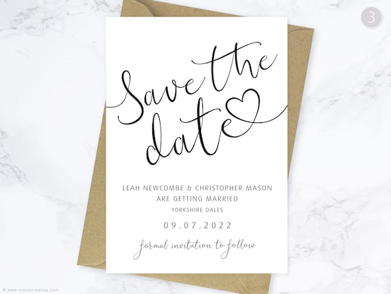 Wedding Save the Date Cards Personalised Invitation Card Print