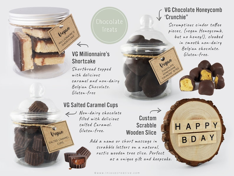 VEGAN Chocolate Personalise Food Basket Glutenfree Dairyfree Treat