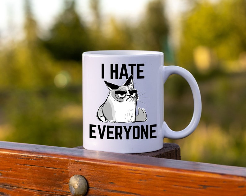 Cat Lover Mug Funny Cat Mug I Hate Everyone Coffee Mug Etsy