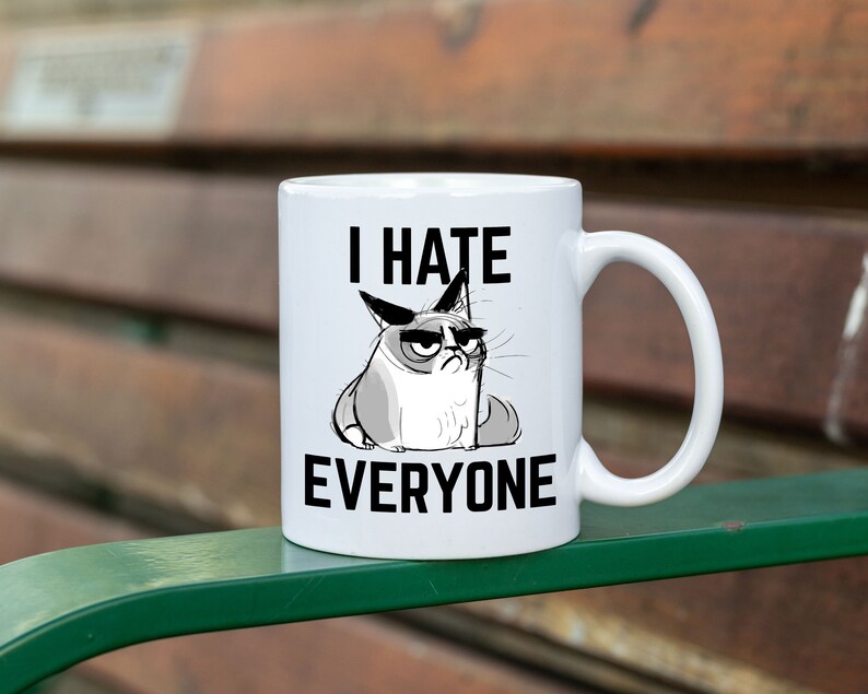 Cat Lover Mug Funny Cat Mug I Hate Everyone Coffee Mug Etsy