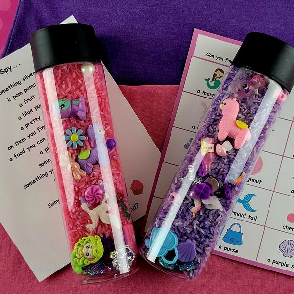Girls I Spy Bottle | Unicorn Princess Theme | Quiet Game |Birthday Gift for Girl | Girl Sensory Jar | Seek and Find Jar